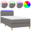 vidaXL Box spring postel s matrac&iacute; a LED tmavě &scaron;ed&aacute; 100x200 cm textil