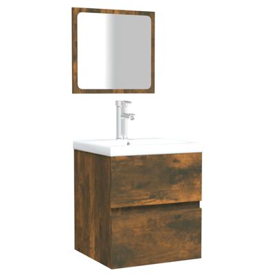 vidaXL Koupelnová skříňka se zrcadlem kouřový dub kompozitní dřevo