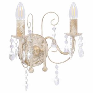 vidaXL N&aacute;stěnn&aacute; lampa s kor&aacute;lky b&iacute;l&aacute; patina 2 x ž&aacute;rovka E14