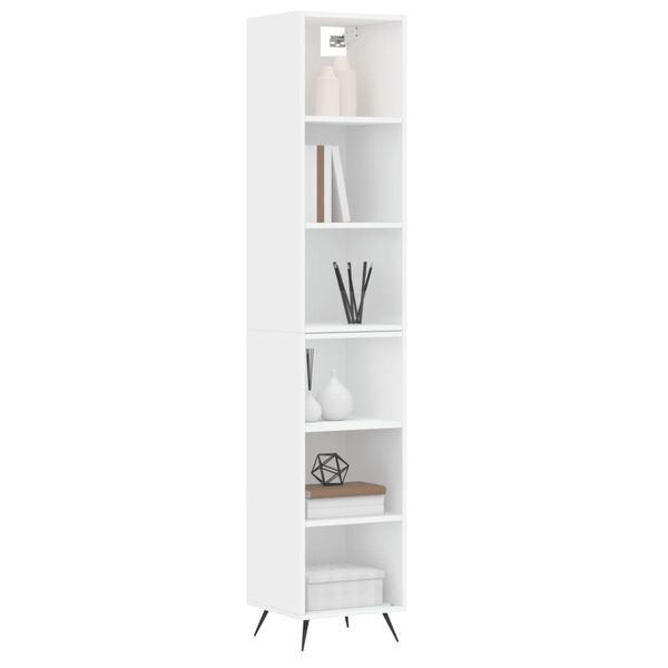 vidaXL Skř&iacute;ň highboard b&iacute;l&aacute; 34,5x32,5x180 cm kompozitn&iacute; dřevo