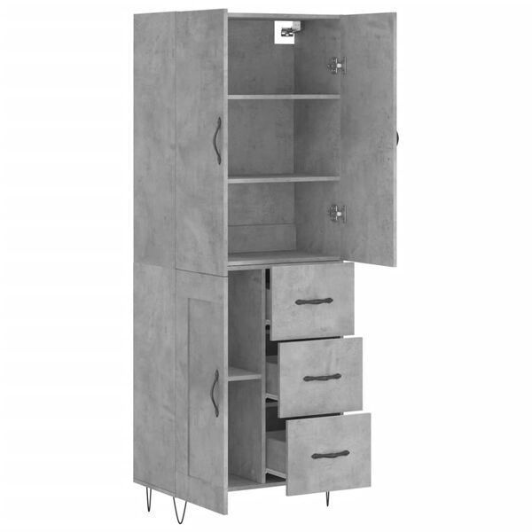 vidaXL Skř&iacute;ň highboard betonově &scaron;ed&aacute; 69,5x34x180 cm kompozitn&iacute; dřevo