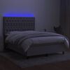 vidaXL Box spring postel s matrac&iacute; a LED světle &scaron;ed&aacute; 140x190 cm textil
