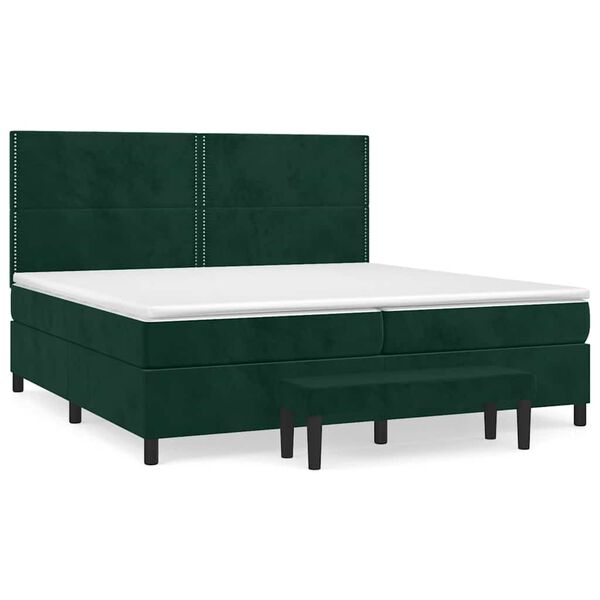 vidaXL Box spring postel s matrac&iacute; tmavě zelen&aacute; 200x200 cm samet