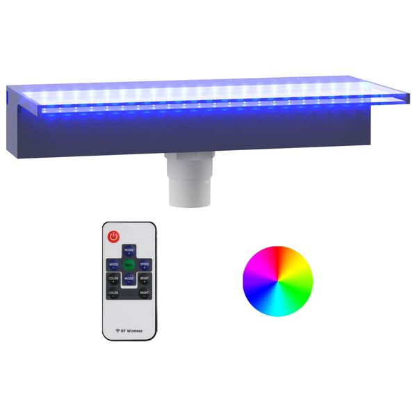 vidaXL Přelivov&yacute; vodop&aacute;d s RGB LED osvětlen&iacute;m akryl 45 cm