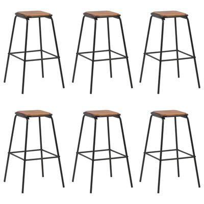 vidaXL Barové stoličky 6 ks černé masivní borové dřevo a ocel