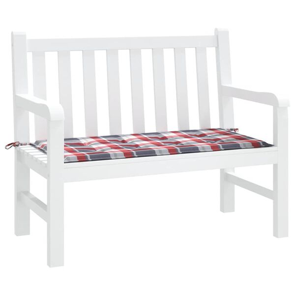 vidaXL Podu&scaron;ka na zahradn&iacute; lavici červen&aacute; k&aacute;rovan&aacute; 120x50x3 cm oxford