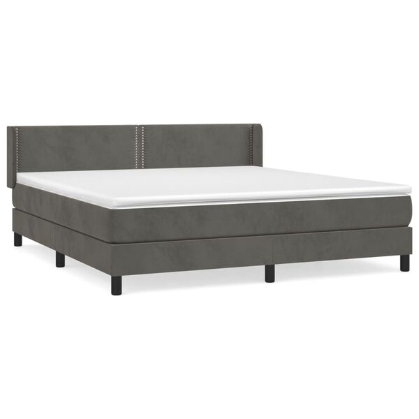 vidaXL Box spring postel s matrac&iacute; tmavě &scaron;ed&aacute; 180x200 cm samet
