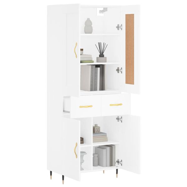 vidaXL Skř&iacute;ň highboard b&iacute;l&aacute; 69,5 x 34 x 180 cm kompozitn&iacute; dřevo