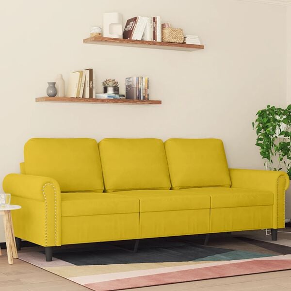 vidaXL 3místná pohovka žlutá 180 cm samet