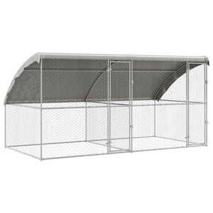 vidaXL Ps&iacute; kennel 2 pcs Stř&iacute;brn&aacute; 4 x 2 x 2 m Pozinkovan&aacute; ocel