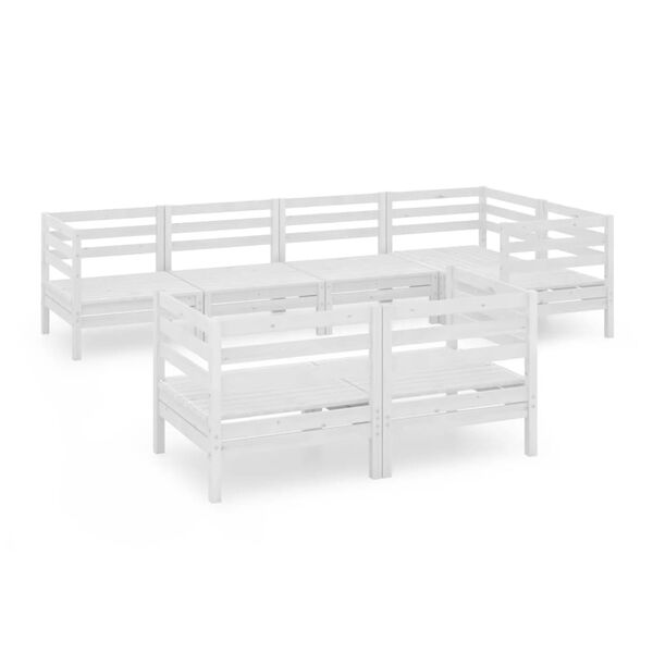 vidaXL 7d&iacute;ln&aacute; zahradn&iacute; sedac&iacute; souprava masivn&iacute; borovice b&iacute;l&aacute;