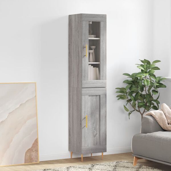 vidaXL Skř&iacute;ň highboard &scaron;ed&aacute; sonoma 34,5 x 34 x 180 cm kompozitn&iacute; dřevo