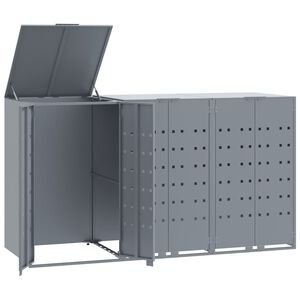 vidaXL Box na 3 popelnice &scaron;ed&yacute; 207 x 79 x 117 cm ocel