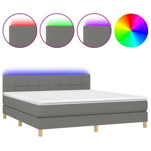 vidaXL Box spring postel s matrac&iacute; a LED tmavě &scaron;ed&aacute; 160x200 cm textil