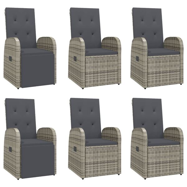 vidaXL 7d&iacute;ln&yacute; zahradn&iacute; j&iacute;deln&iacute; set s podu&scaron;kami &scaron;ed&yacute; polyratan