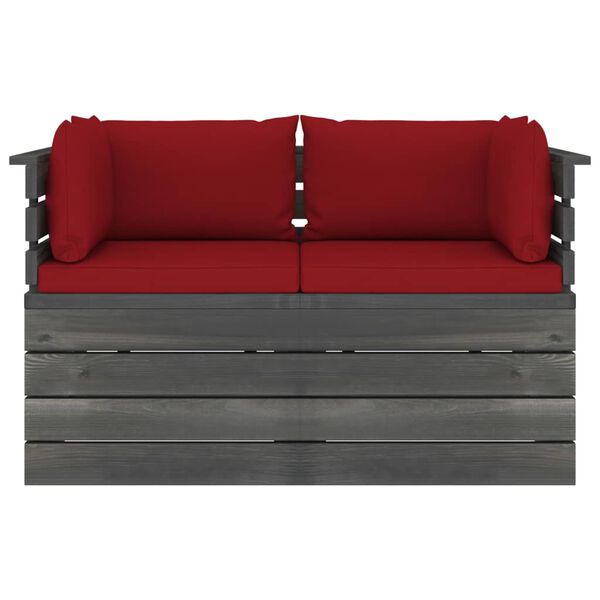 vidaXL 2místná zahradní pohovka z palet s poduškami masivní borovice