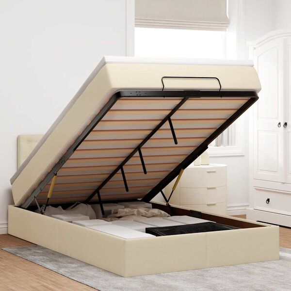 vidaXL Osmansk&yacute; r&aacute;m postele s matrac&iacute; kr&eacute;mov&aacute; 120x190cm textil