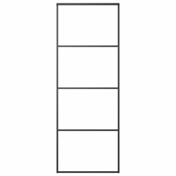 vidaXL Posuvné dveře mléčné ESG sklo a hliník 76 x 205 cm černé