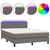 vidaXL Box spring postel s matrac&iacute; a LED &scaron;ed&aacute; 140x200 cm uměl&aacute; kůže
