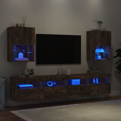 vidaXL TV skříňky s LED osvětlením 2 ks kouřový dub 40,5 x 30 x 60 cm
