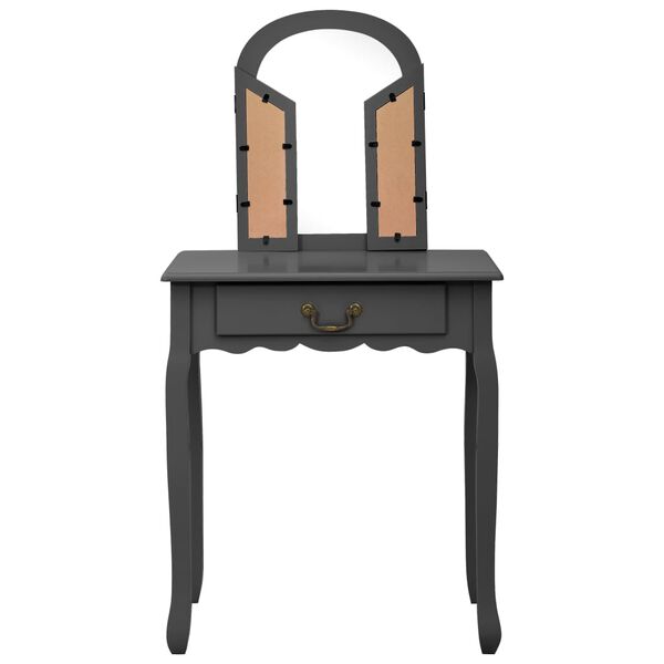 vidaXL Toaletn&iacute; stolek se stoličkou &scaron;ed&yacute; 65x36x128 cm pavlovnia MDF