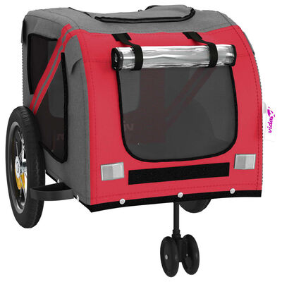 vidaXL Vozík za kolo pro psa červený a černý oxfordská tkanina/železo