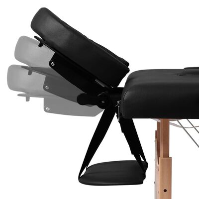 vidaXL Černý skládací masážní stůl se 3 zónami a dřevěným rámem