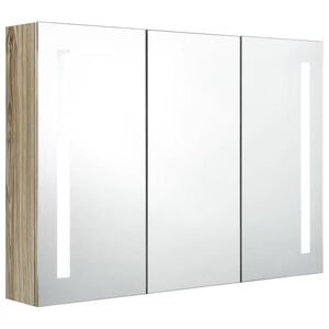 vidaXL LED koupelnov&aacute; skř&iacute;ňka se zrcadlem 89 x 14 x 62 cm dub