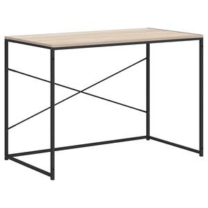 vidaXL Poč&iacute;tačov&yacute; stůl čern&yacute; a dub 110 x 60 x 70 cm kompozitn&iacute; dřevo