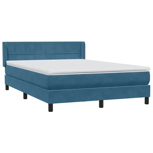vidaXL Box spring postel s matrac&iacute; tmavě modr&aacute; 160x210 cm samet