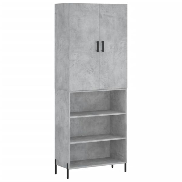 vidaXL Skř&iacute;ň highboard betonově &scaron;ed&aacute; 69,5x34x180 cm kompozitn&iacute; dřevo