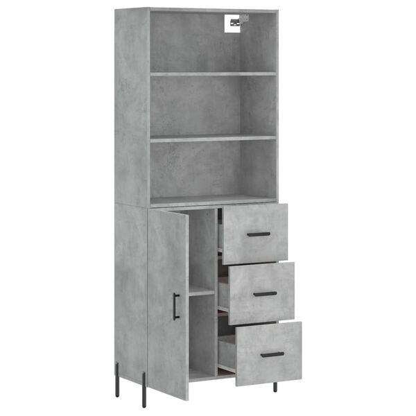 vidaXL Skř&iacute;ň highboard betonově &scaron;ed&aacute; 69,5x34x180 cm kompozitn&iacute; dřevo