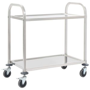 vidaXL 2patrov&yacute; kuchyňsk&yacute; voz&iacute;k 96,5 x 55 x 90 cm nerezov&aacute; ocel