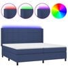 vidaXL Box spring postel s matrac&iacute; a LED modr&aacute; 200x200 cm textil