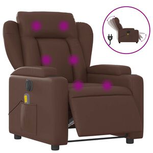vidaXL Elektrick&eacute; mas&aacute;žn&iacute; polohovac&iacute; křeslo hněd&eacute; uměl&aacute; kůže