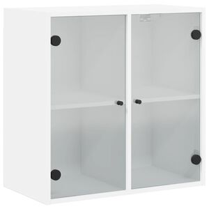 vidaXL N&aacute;stěnn&aacute; skř&iacute;ňka se skleněn&yacute;mi dv&iacute;řky b&iacute;l&aacute; 68 x 37 x 68,5 cm