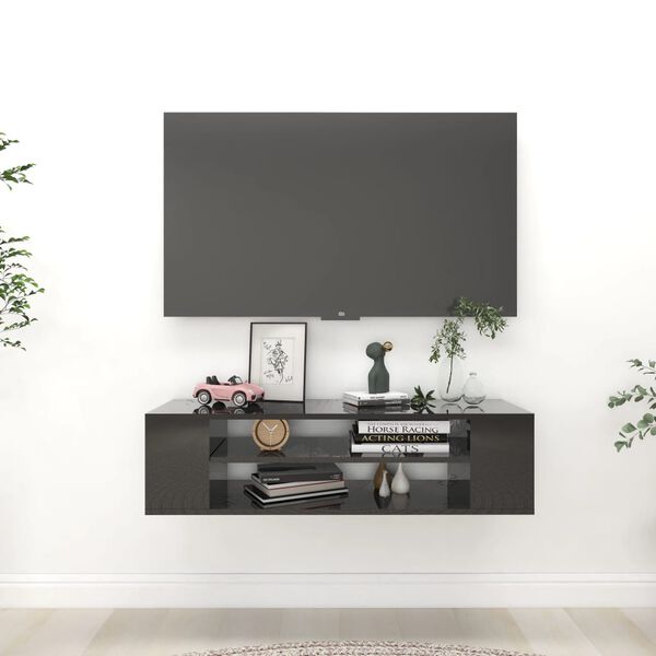 vidaXL Z&aacute;věsn&aacute; TV skř&iacute;ňka čern&aacute; vysok&yacute; lesk 100x30x26,5 cm dřevotř&iacute;ska