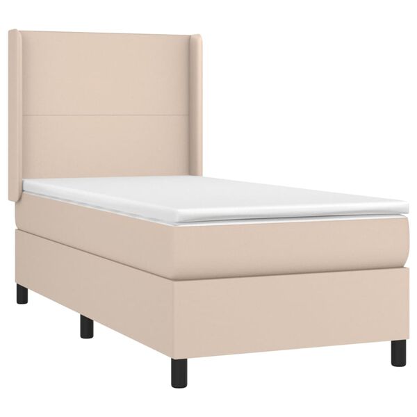 vidaXL Box spring postel s matrac&iacute; cappuccino 90x190 cm uměl&aacute; kůže