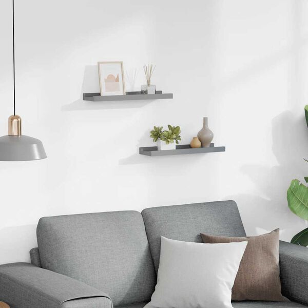 vidaXL Poličky na zar&aacute;movan&eacute; obr&aacute;zky 2 ks &scaron;ed&eacute; 40 x 9 x 3 cm MDF