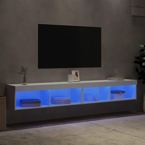 vidaXL TV skř&iacute;ňky s LED osvětlen&iacute;m 2 ks b&iacute;l&eacute; 100 x 30 x 30 cm