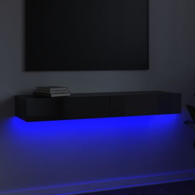 vidaXL TV skříňka s LED osvětlením šedá vysoký lesk 120 x 35 x 15,5 cm