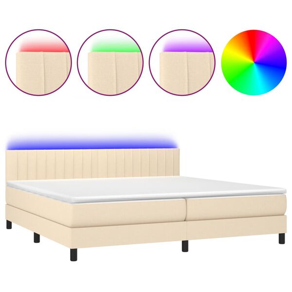 vidaXL Box spring postel s matrac&iacute; a LED kr&eacute;mov&aacute; 200x200 cm textil