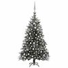 vidaXL Uměl&yacute; v&aacute;nočn&iacute; stromek LED a sada koul&iacute; zasněžen&yacute; 210cm PVC a PE