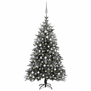 vidaXL Uměl&yacute; v&aacute;nočn&iacute; stromek LED a sada koul&iacute; zasněžen&yacute; 210cm PVC a PE