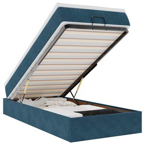 vidaXL Osmansk&yacute; r&aacute;m postele s matrac&iacute; tmavě modr&aacute; 90x200cm samet