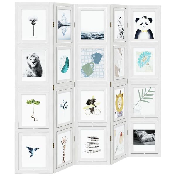 vidaXL Parav&aacute;n 5d&iacute;ln&yacute; b&iacute;l&yacute; masivn&iacute; dřevo pavlovnie