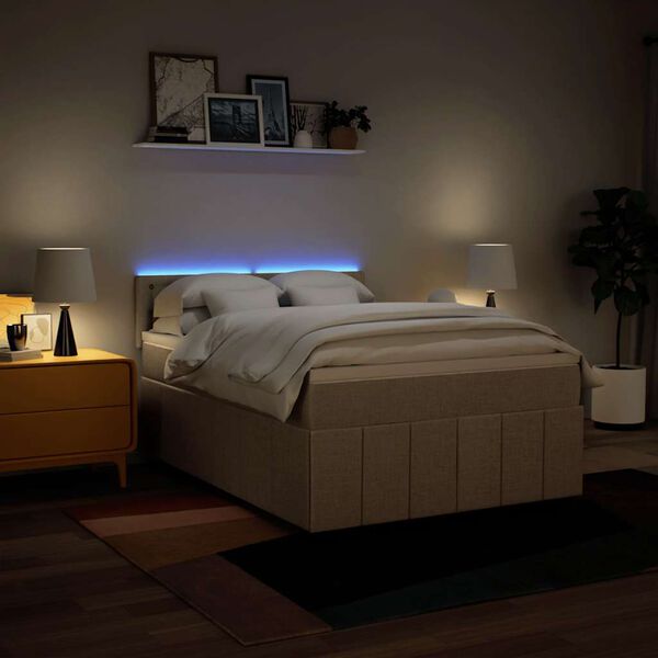 vidaXL Box spring postel s matrac&iacute; kr&eacute;mov&aacute; 140x190 cm textil