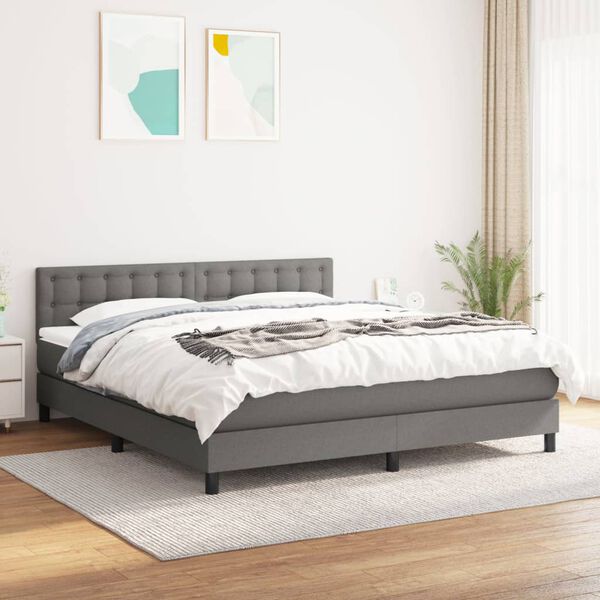 vidaXL Box spring postel s matrac&iacute; tmavě &scaron;ed&aacute; 180x200 cm textil