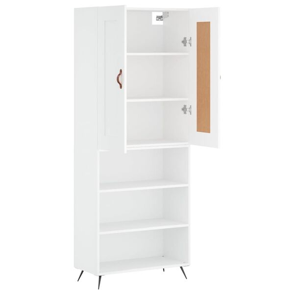 vidaXL Skř&iacute;ň highboard b&iacute;l&aacute; 69,5 x 34 x 180 cm kompozitn&iacute; dřevo
