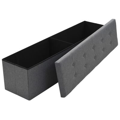 vidaXL Skládací úložná lavice umělý len 150 x 38 x 38 cm tmavě šedá